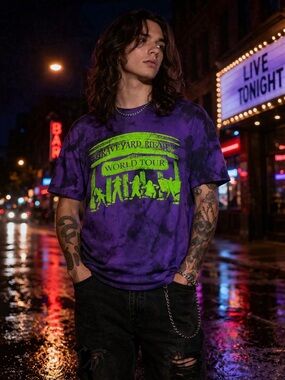 Graveyard Revue Purple Tie-Dye Graphic Tee - Men Size M